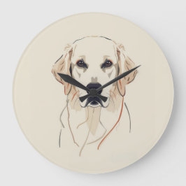 Minimalist Golden Retriever Line Art Große Wanduhr