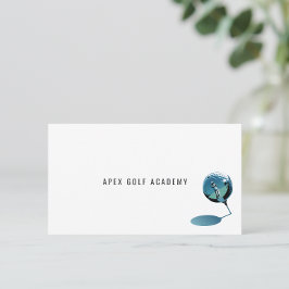 Minimalist Golf Coach Academy Metallic Blue Visitenkarte