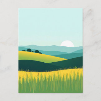 Minimalist Gradient Hills and Grass Landscape Postkarte