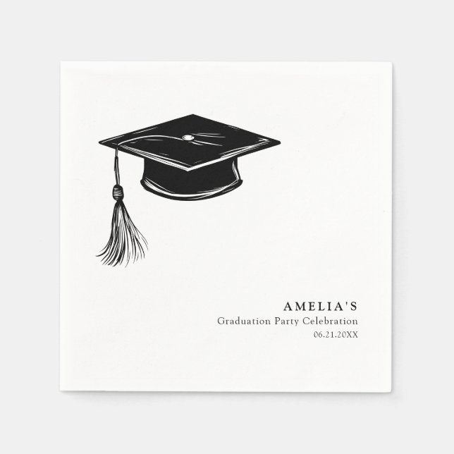 Minimalist Graduation Cap Grad Party Serviette (Vorderseite)