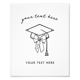 Minimalist Graduation Cap with Bow Sign Fotodruck