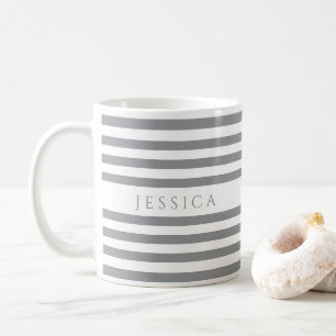 Minimalist-Grau-Streifen Mustername Kaffeetasse