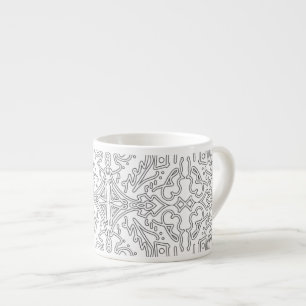 Minimalist graues Blumenmuster Espressotasse