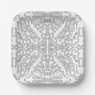 Minimalist graues Blumenmuster Pappteller