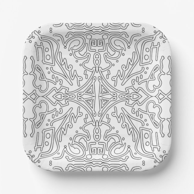 Minimalist graues Blumenmuster Pappteller (Vorderseite)