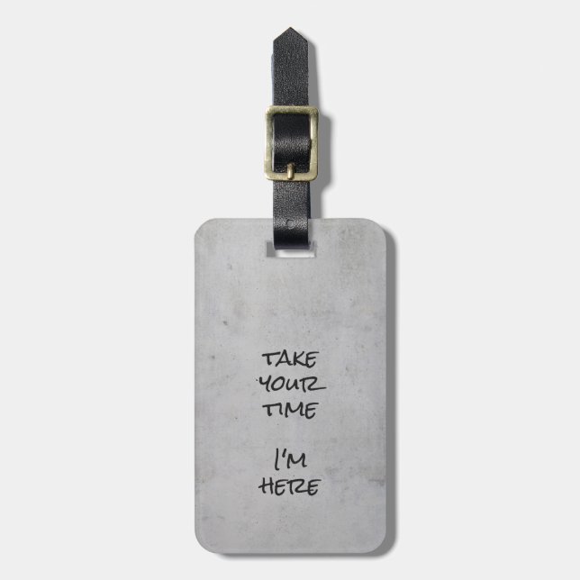 Minimalist Gray Concrete Black Script and Text Gepäckanhänger (Vorderseite vertikal)