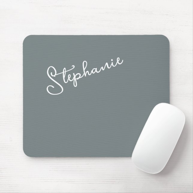 Minimalist Gray Personalized Script Name Office  Mousepad (Mit Mouse)