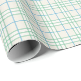 Minimalist Green & Blue Grid PatternWrapping Paper Geschenkpapier