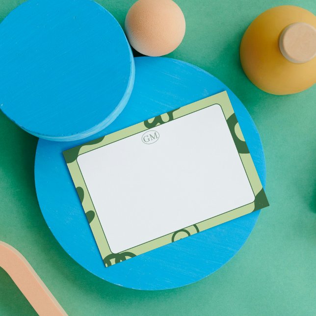 Minimalist Green Border Monogram Note Card Mitteilungskarte (Minimalist Green Border Monogram Note Card
)