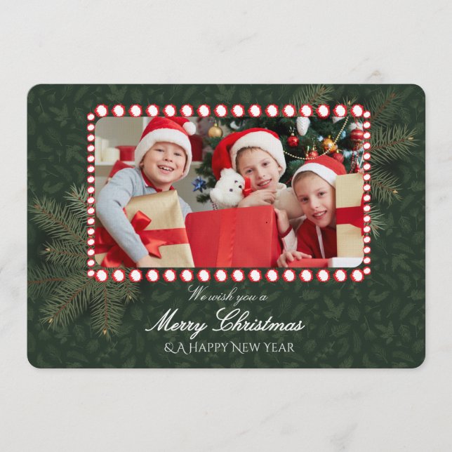 Minimalist Green Gold Merry Christmas Handwriting  Einladung (Vorderseite)