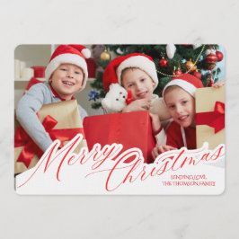 Minimalist Green Gold Merry Christmas Handwriting Einladung
