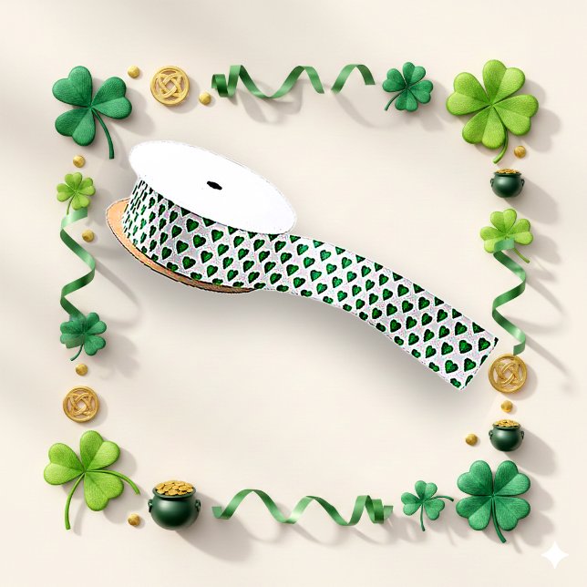 Minimalist Green Split Heart Pattern Satinband (Von Creator hochgeladen)