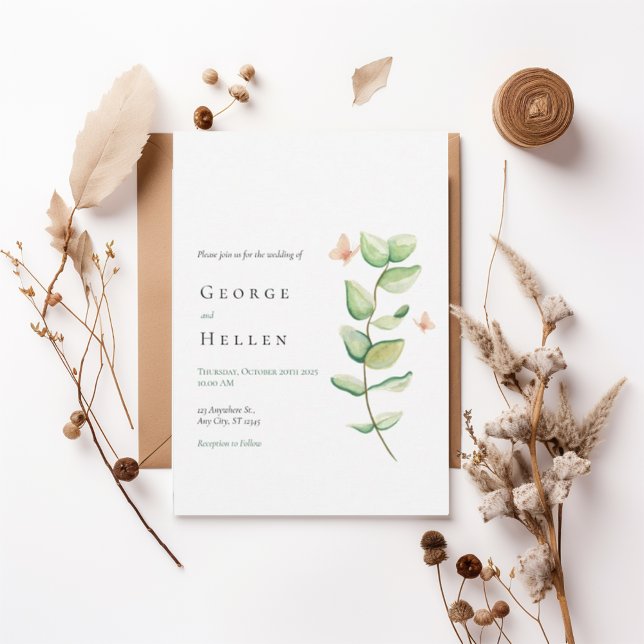 Minimalist Greenery Wedding Invitation (Créateur téléchargé)