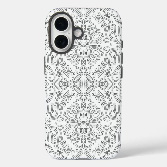 Minimalist Grey Floral Pattern iPhone 16 Hülle (Rückseite)