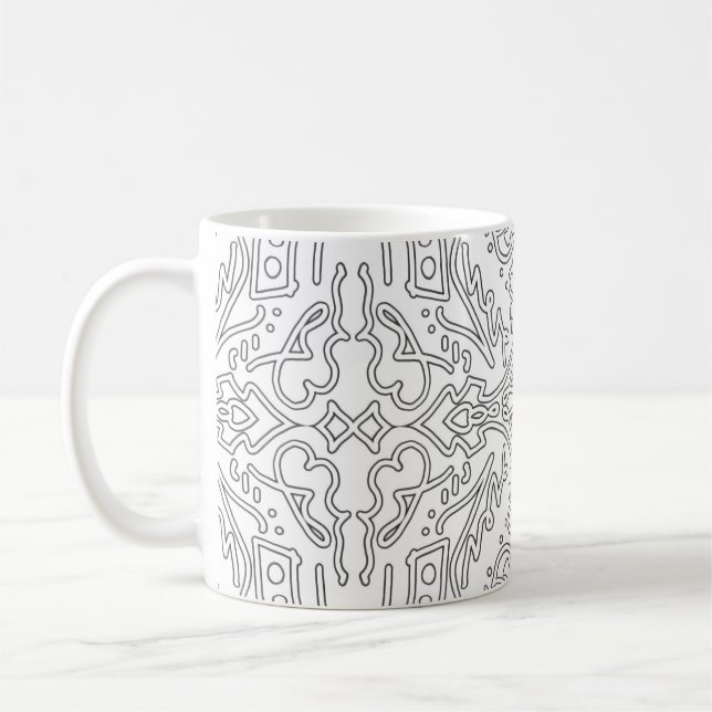 Minimalist Grey Floral Pattern Kaffeetasse (Links)