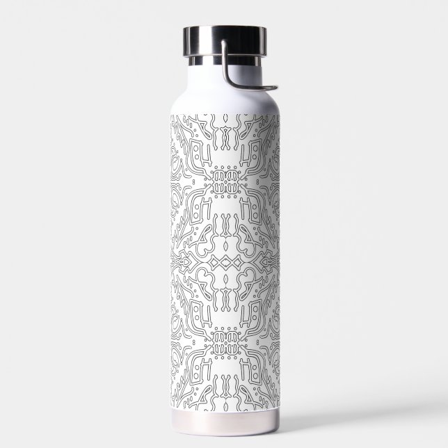 Minimalist Grey Floral Pattern Trinkflasche (Links)