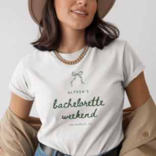 Minimalist Grüne Kokette Bogen Junggesellinnen-Woc T-Shirt