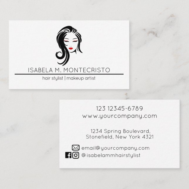 Minimalist Hair Stylist Visitenkarte (Vorne/Hinten)