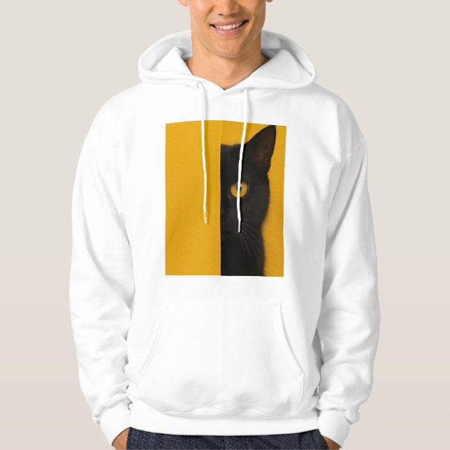 Minimalist Half-Cat Art Hoodie (Vorderseite)