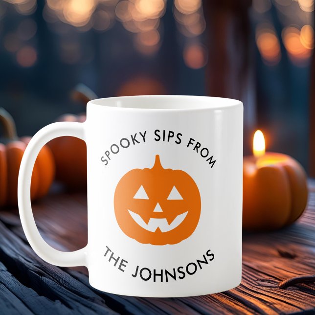 Minimalist Halloween Spooky Sips – Personalized Kaffeetasse (Von Creator hochgeladen)
