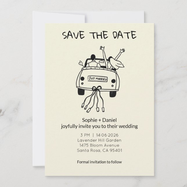 Minimalist Hand-Drawn  Save The Date (Vorderseite)