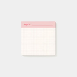 Minimalist HandDrawn Grid Topic Header Ballet Pink Post-it Klebezettel