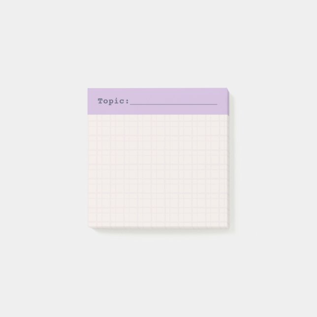 Minimalist HandDrawn Grid Topic Header Lilac Post-it Klebezettel (Vorderseite)