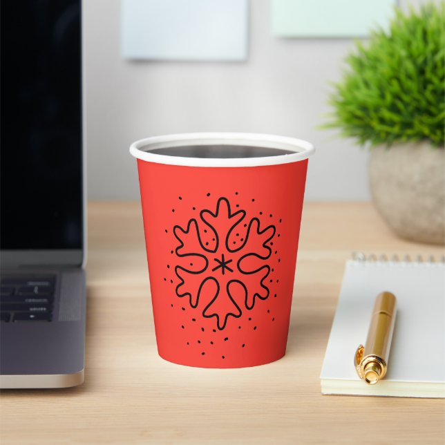 Minimalist handdrawn snowflake pappbecher (InSitu)