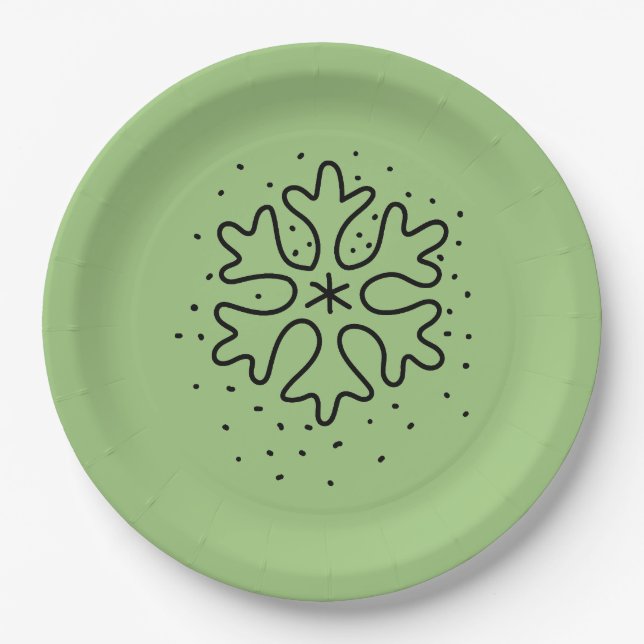 Minimalist handdrawn snowflake pappteller (Vorderseite)