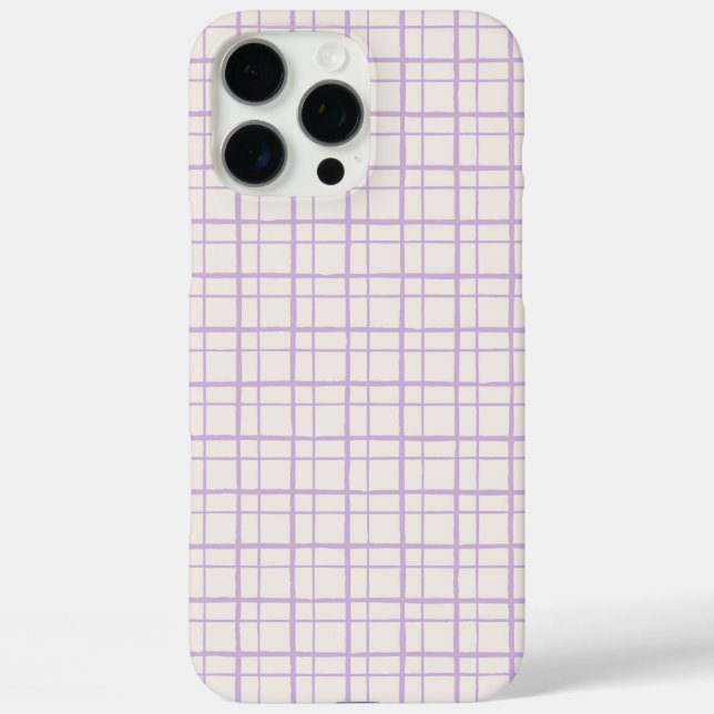 Minimalist HandDrawn Wobbly Grid Check Dusty Lilac iPhone 16 Pro Max Hülle (Rückseite)