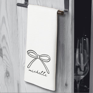 Minimalist Handgezeichneter Bogen Name Geschirrtuch