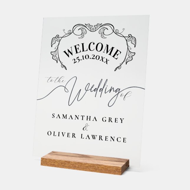 Minimalist Handwritten Elegant Welcome Sign Acrylschild (Winkel)