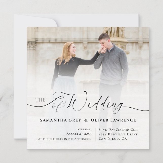 Minimalist Handwritten Photo Wedding Invitation  Save The Date (Vorderseite)