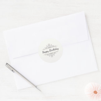 Minimalist Happy Birthday Classic Round Sticker 