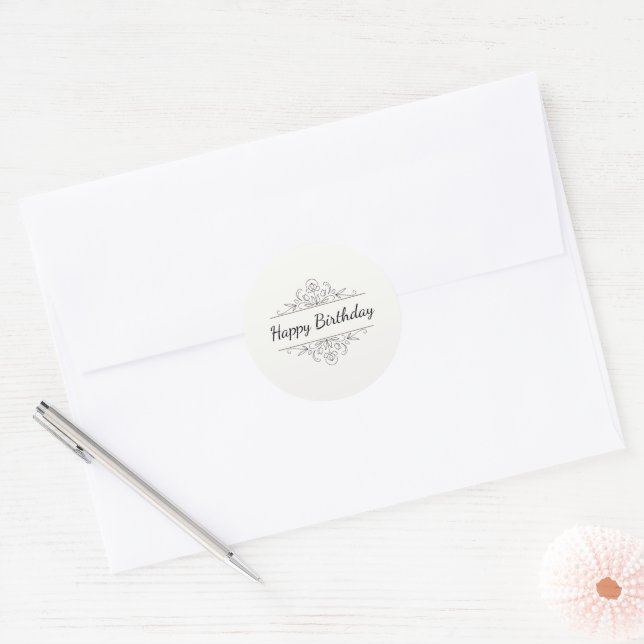 Minimalist Happy Birthday Classic Round Sticker  (Umschlag)
