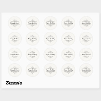 Minimalist Happy Birthday Classic Round Sticker 