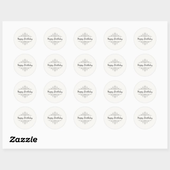 Minimalist Happy Birthday Classic Round Sticker  (Blatt)
