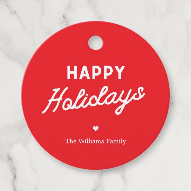 Minimalist ׳Happy Holidays׳ Custom Christmas Geschenkanhänger (Vorderseite)