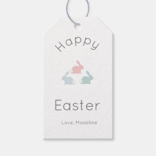 Minimalist Happy Osterhase Geschenkanhänger