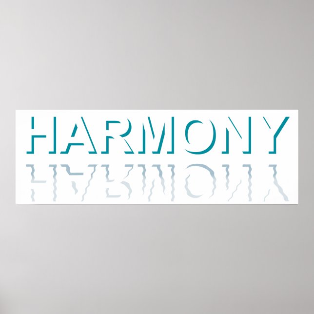 Minimalist HARMONY Text Water Reflection & Shadow  Poster (Vorne)
