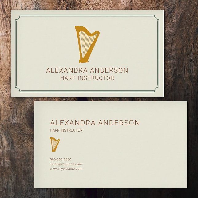Minimalist Harp Instructor Visitenkarte (Minimalist Harp Instructor Business Card)