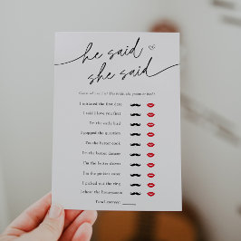 Minimalist He said, She said Shower Game Card Einladung