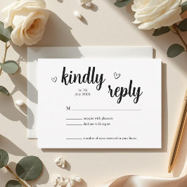 Minimalist Heart Wedding RSVP Card Karte