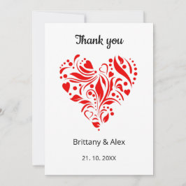 Minimalist Heart Wedding Thank You Card – Custom Dankeskarte
