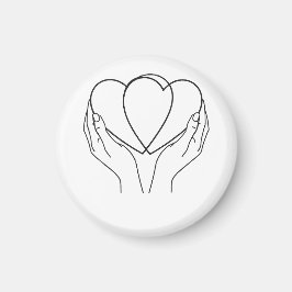 Minimalist Hearts & Hands Line Art Pillow Magnet