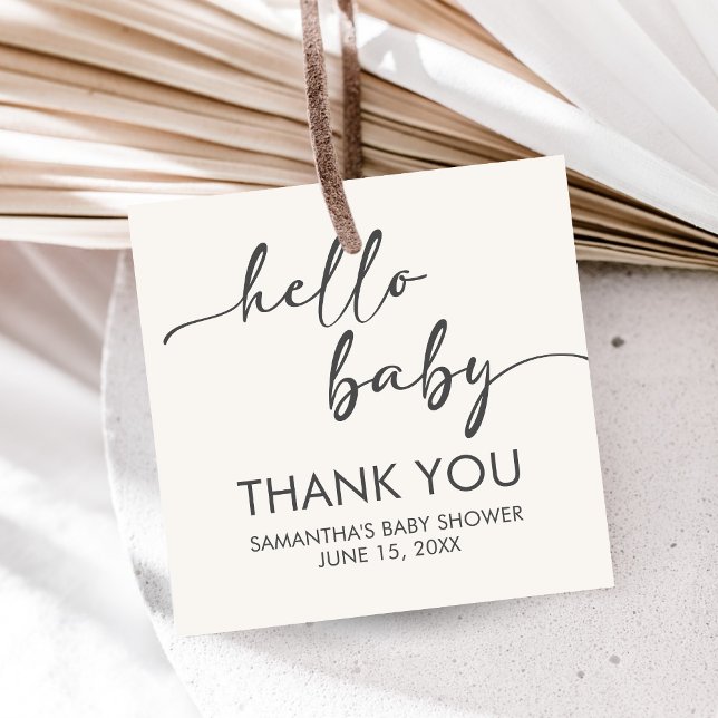 Minimalist Hello Baby Baby Shower Geschenkanhänger (Hello Baby Baby Shower Favor Tags)