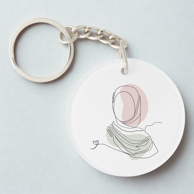 Minimalist Hijab Line Art Circle -Acrylic Keychain Schlüsselanhänger (Front)