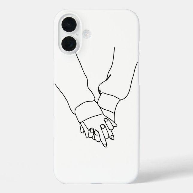 Minimalist Holding Hands Line Art iPhone-Hülle - R iPhone 16 Plus Hülle (Rückseite)
