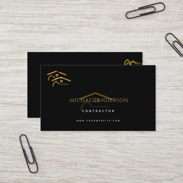 Minimalist Home Building Construction Luxe Busines Visitenkarte (Vorderseite/Rückseite Beispiel)