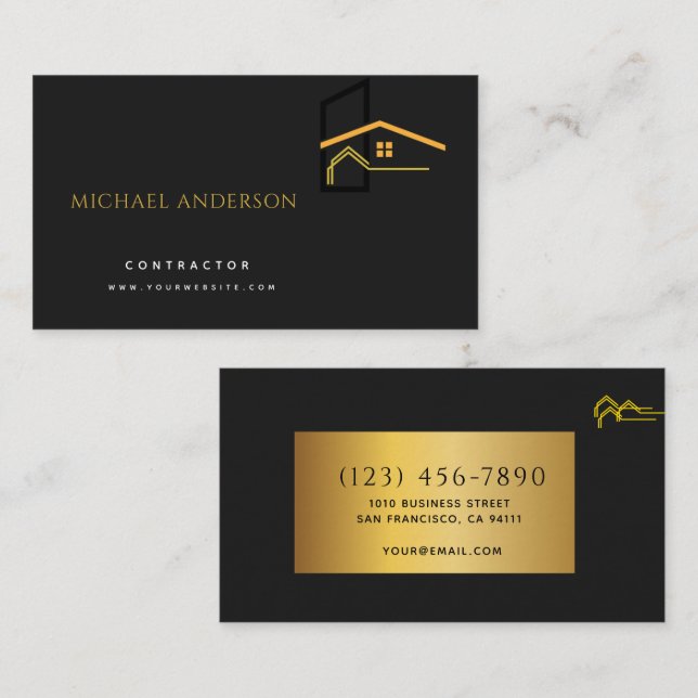 Minimalist Home Building Construction Luxe Busines Visitenkarte (Vorne/Hinten)
